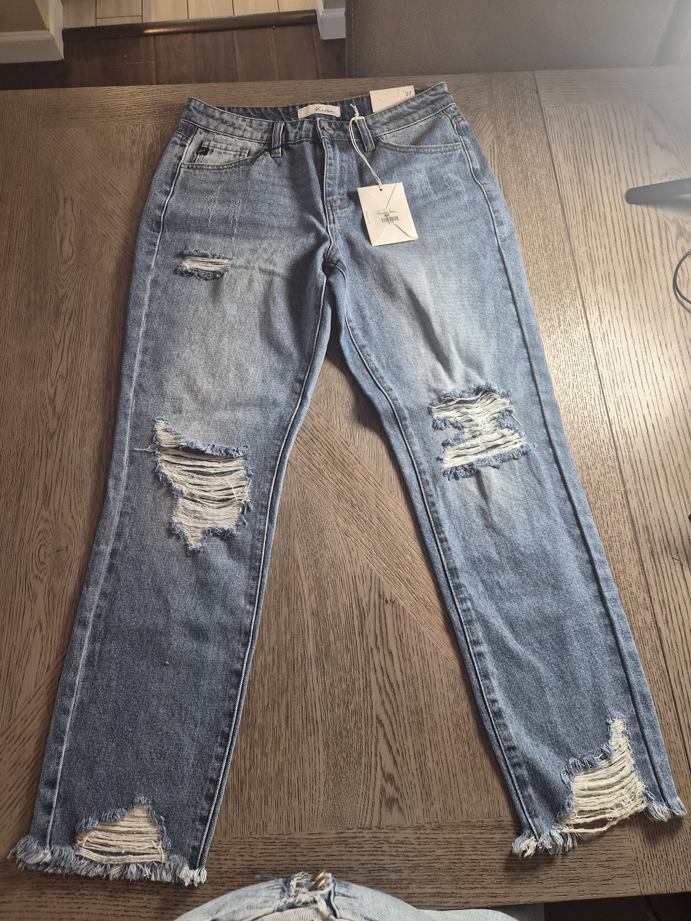 KanCan Light Blue Distressed Straight Leg Jeans